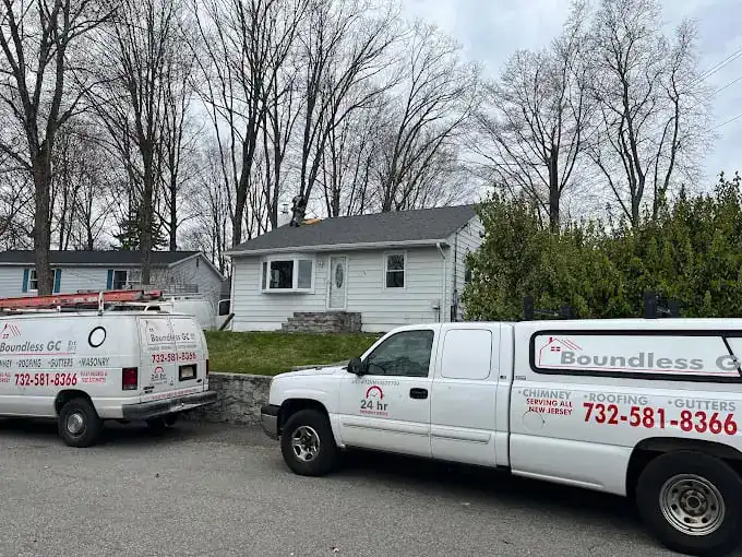 Boundless New Jersey Roofing Contractors vehicles for roof repair and replacement services.